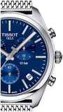 Buy Shop Tissot PR 100 Chronograph Blue Dial Silver Mesh Bracelet Watch for Men - T101.417.11.041.00 USA Online