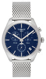 Buy Shop Tissot PR 100 Chronograph Blue Dial Silver Mesh Bracelet Watch for Men - T101.417.11.041.00 USA Online