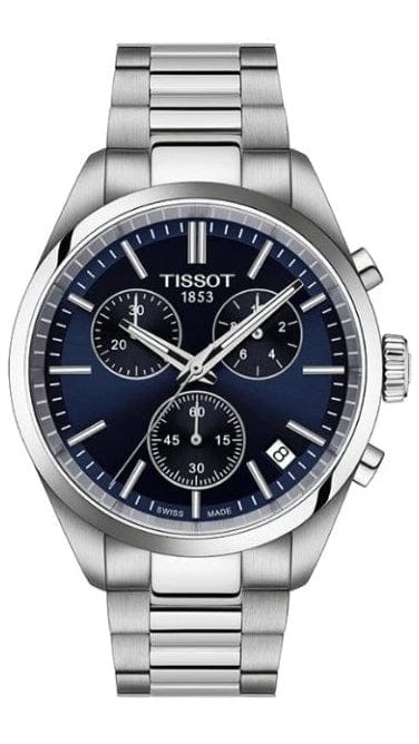 Buy Shop Tissot PR 100 Chronograph Blue Dial Silver Steel Strap Watch for Men - T150.417.11.041.00 USA Online