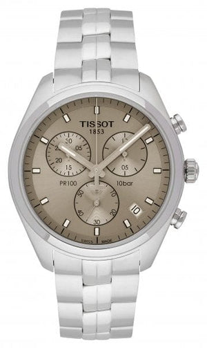 Buy Shop Tissot PR 100 Chronograph Grey Dial Silver Steel Strap Watch for Men - T101.417.11.071.00 USA Online