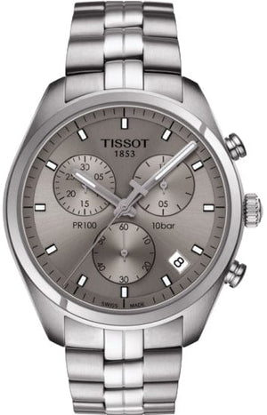 Buy Shop Tissot PR 100 Chronograph Grey Dial Silver Steel Strap Watch for Men - T101.417.11.071.00 USA Online