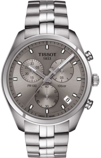 Buy Shop Tissot PR 100 Chronograph Grey Dial Silver Steel Strap Watch for Men - T101.417.11.071.00 USA Online