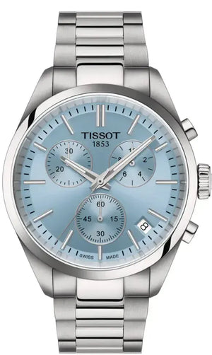 Buy Shop Tissot PR 100 Chronograph Light Blue Dial Silver Steel Strap Watch for Men - T150.417.11.351.00 USA Online