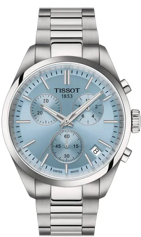 Buy Shop Tissot PR 100 Chronograph Light Blue Dial Silver Steel Strap Watch for Men - T150.417.11.351.00 USA Online