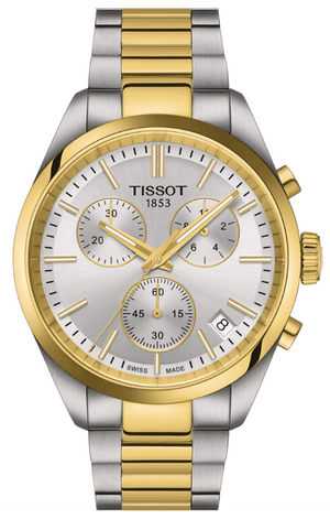 Buy Shop Tissot PR 100 Chronograph Silver Dial Two Tone Steel Strap Watch for Men - T150.417.22.031.00 USA Online