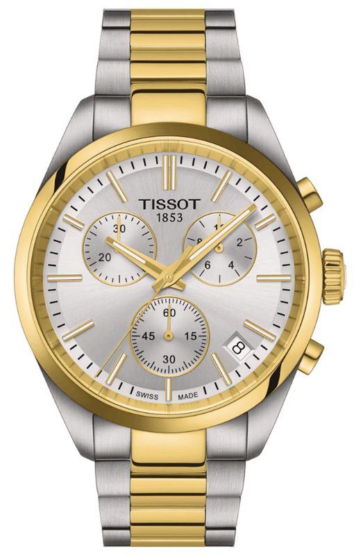 Buy Shop Tissot PR 100 Chronograph Silver Dial Two Tone Steel Strap Watch for Men - T150.417.22.031.00 USA Online
