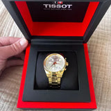 Buy Shop Tissot PR 100 Chronograph White Dial Gold Steel Strap Watch for Men - T150.417.33.031.00 USA Online
