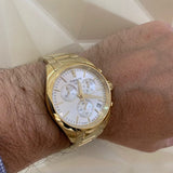 Buy Shop Tissot PR 100 Chronograph White Dial Gold Steel Strap Watch for Men - T150.417.33.031.00 USA Online