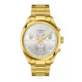 Buy Shop Tissot PR 100 Chronograph White Dial Gold Steel Strap Watch for Men - T150.417.33.031.00 USA Online