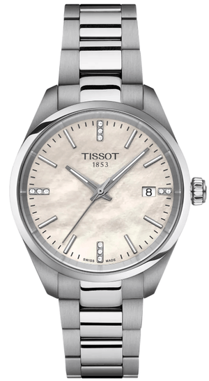 Buy Shop Tissot PR 100 Diamonds Mother of Pearl Dial Silver Steel Strap Watch for Women - T150.210.11.116.00 USA Online