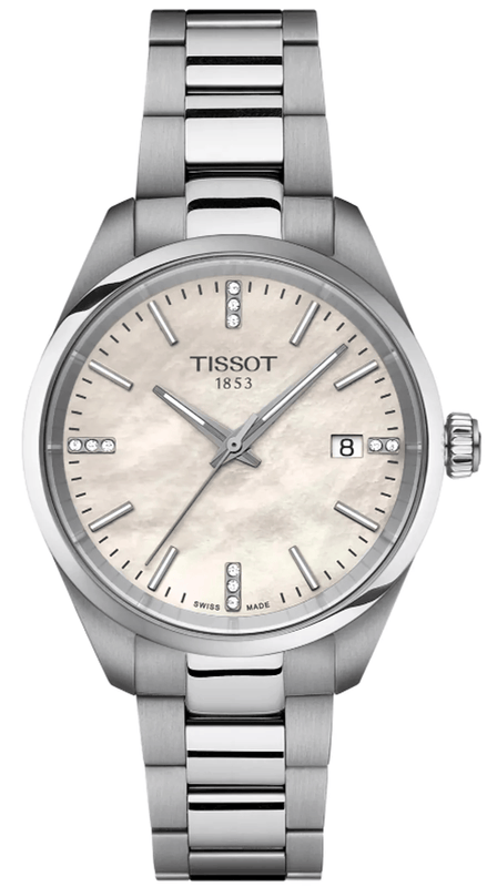 Buy Shop Tissot PR 100 Diamonds Mother of Pearl Dial Silver Steel Strap Watch for Women - T150.210.11.116.00 USA Online