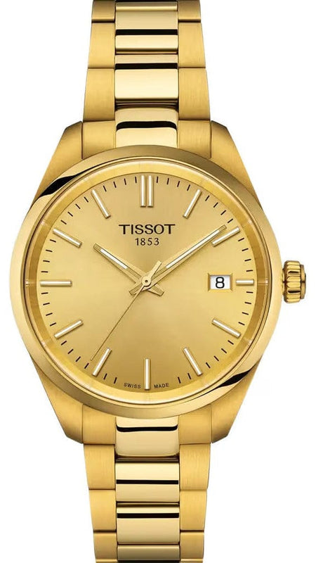 Buy Shop Tissot PR 100 Gold Dial Gold Steel Strap Watch for Women - T150.210.33.021.00 USA Online