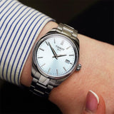 Buy Shop Tissot PR 100 Ice Blue Dial Silver Steel Strap Watch for Women - T150.210.11.351.00 USA Online