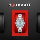 Tissot PR 100 Ice Blue Dial Silver Steel Strap Watch for Women - T150.210.11.351.00