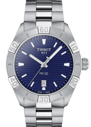 Buy Shop Tissot PR 100 Sport Blue Dial Silver Steel Strap Watch For Men - T101.610.11.041.00 USA Online
