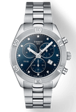 Buy Shop Tissot PR 100 Sport Chic Chronograph Diamonds Blue Dial Silver Steel Strap Watch for Women - T101.917.11.046.00 USA Online
