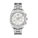 Buy Shop Tissot PR 100 Sport Chic Chronograph Diamonds Mother of Pearl Dial Silver Steel Strap Watch for Women - T101.917.11.116.00 USA Online