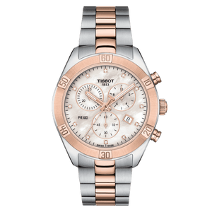 Buy Shop Tissot PR 100 Sport Chic Chronograph Diamonds Mother of Pearl Dial Two Tone Steel Strap Watch for Women - T101.917.22.116.00 USA Online
