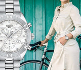 Buy Shop Tissot PR 100 Sport Chic Chronograph Silver Dial Silver Steel Strap Watch for Women - T101.917.11.031.00 USA Online