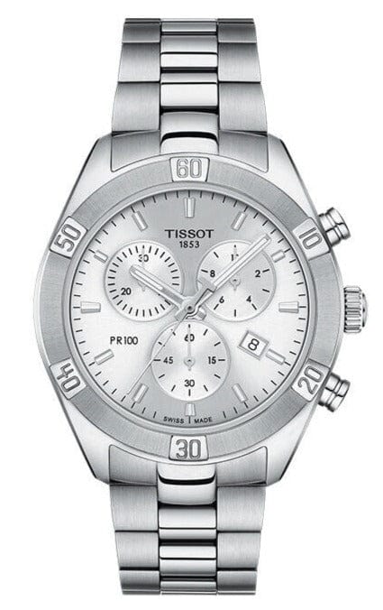 Buy Shop Tissot PR 100 Sport Chic Chronograph Silver Dial Silver Steel Strap Watch for Women - T101.917.11.031.00 USA Online