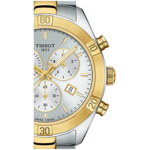 Buy Shop Tissot PR 100 Sport Chic Chronograph Silver Dial Two Tone Steel Strap Watch For Women - T101.917.22.031.00 USA Online