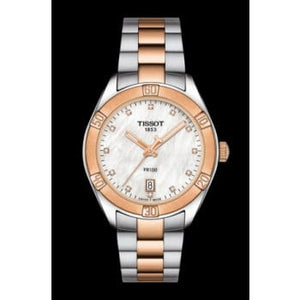 Buy Shop Tissot PR 100 Sport Chic Diamonds Mother of Pearl Dial Two Tone Steel Strap Watch for Women - T101.910.22.116.00 USA Online