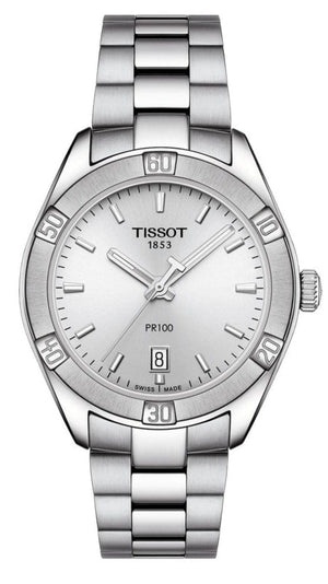 Buy Shop Tissot PR 100 Sport Chic Silver Dial Silver Steel Strap Watch for Women - T101.910.11.031.00 USA Online