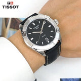 Buy Shop Tissot PR 100 Sport Quartz Black Dial Black Leather Strap Watch For Men - T101.610.16.051.00 USA Online