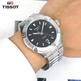 Buy Shop Tissot PR 100 Sport Quartz Black Dial Silver Steel Strap Watch For Men - T101.610.11.051.00 USA Online