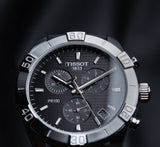 Buy Shop Tissot PR 100 Sport Quartz Chronograph Black Dial Black Leather Strap Watch For Men - T101.617.16.051.00 USA Online