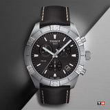 Buy Shop Tissot PR 100 Sport Quartz Chronograph Black Dial Black Leather Strap Watch For Men - T101.617.16.051.00 USA Online