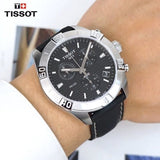 Buy Shop Tissot PR 100 Sport Quartz Chronograph Black Dial Black Leather Strap Watch For Men - T101.617.16.051.00 USA Online