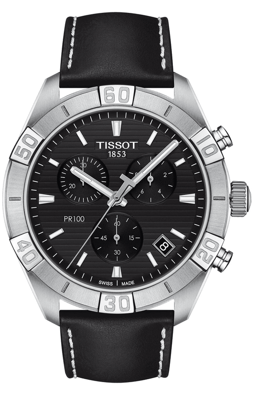 Buy Shop Tissot PR 100 Sport Quartz Chronograph Black Dial Black Leather Strap Watch For Men - T101.617.16.051.00 USA Online