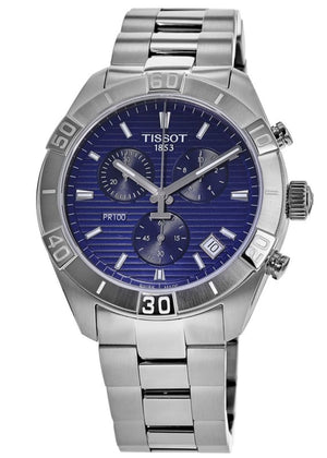 Buy Shop Tissot PR 100 Sport Quartz Chronograph Blue Dial Silver Steel Strap Watch For Men - T101.617.11.041.00 USA Online
