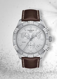 Buy Shop Tissot PR 100 Sport Quartz Chronograph Silver Dial Brown Leather Strap Watch For Men - T101.617.16.031.00 USA Online