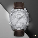 Buy Shop Tissot PR 100 Sport Quartz Chronograph Silver Dial Brown Leather Strap Watch For Men - T101.617.16.031.00 USA Online