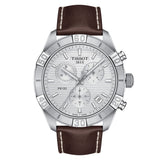 Buy Shop Tissot PR 100 Sport Quartz Chronograph Silver Dial Brown Leather Strap Watch For Men - T101.617.16.031.00 USA Online