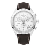 Buy Shop Tissot PR 100 Sport Quartz Chronograph Silver Dial Brown Leather Strap Watch For Men - T101.617.16.031.00 USA Online