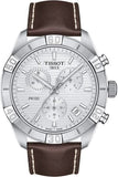 Buy Shop Tissot PR 100 Sport Quartz Chronograph Silver Dial Brown Leather Strap Watch For Men - T101.617.16.031.00 USA Online