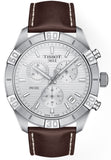 Buy Shop Tissot PR 100 Sport Quartz Chronograph Silver Dial Brown Leather Strap Watch For Men - T101.617.16.031.00 USA Online