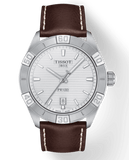 Buy Shop Tissot PR 100 Sport Silver Dial Brown Leather Strap Watch For Men - T101.610.16.031.00 USA Online