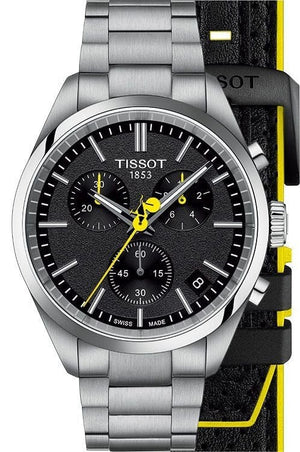 Buy Shop Tissot PR 100 Tour De France Chronograph Black Dial Silver Steel Strap Watch for Men - T150.417.11.051.00 USA Online