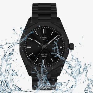 Buy Shop Tissot PRC 100 Solar Quartz Black Dial Black Steel Strap Watch for Men - T151.422.33.051.00 USA Online