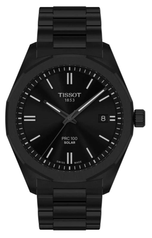 Buy Shop Tissot PRC 100 Solar Quartz Black Dial Black Steel Strap Watch for Men - T151.422.33.051.00 USA Online