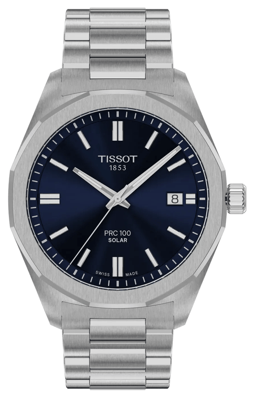 Buy Shop Tissot PRC 100 Solar Quartz Blue Dial Silver Steel Strap Watch for Men - T151.422.11.041.00 USA Online