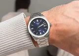 Tissot PRC 100 Solar Quartz Blue Dial Silver Steel Strap Watch for Men - T151.422.11.041.00