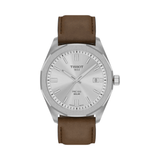 Buy Shop Tissot PRC 100 Solar Quartz Silver Dial Brown Leather Strap Watch for Men - T151.422.16.031.00 USA Online