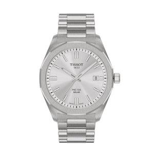 Buy Shop Tissot PRC 100 Solar Quartz Silver Dial Silver Steel Strap Watch for Men - T151.422.11.031.00 USA Online