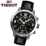 Buy Shop Tissot PRC 200 Chronograph Black Dial Black Leather Strap Watch For Men - T055.417.16.057.00 USA Online