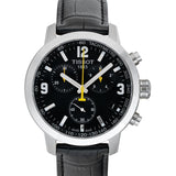 Buy Shop Tissot PRC 200 Chronograph Black Dial Black Leather Strap Watch For Men - T055.417.16.057.00 USA Online